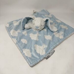 Blankets & Beyond Bunny Lovey Blue White Cloud Print Rabbit Plush Baby‎